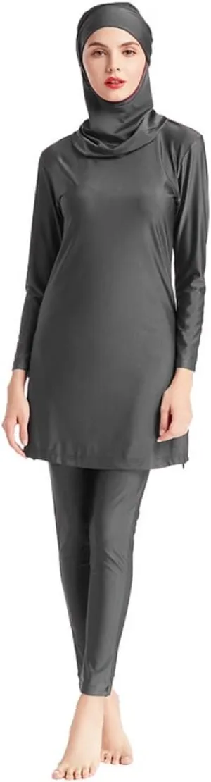 Women Modest Muslim Swimsuit Islamic Full Coverage Swimwear Burkini Swimming Tops Pants Hijab Rash Guard Set S-6XL