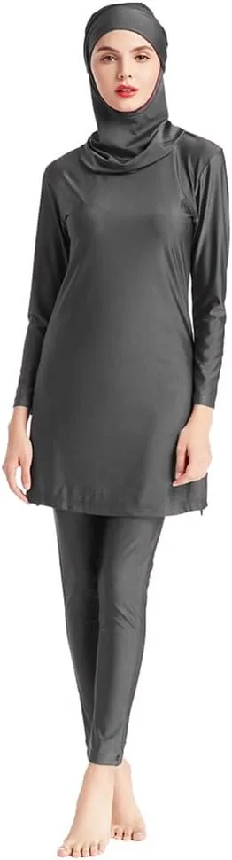 Women Modest Muslim Swimsuit Islamic Full Coverage Swimwear Burkini Swimming Tops Pants Hijab Rash Guard Set S-6XL