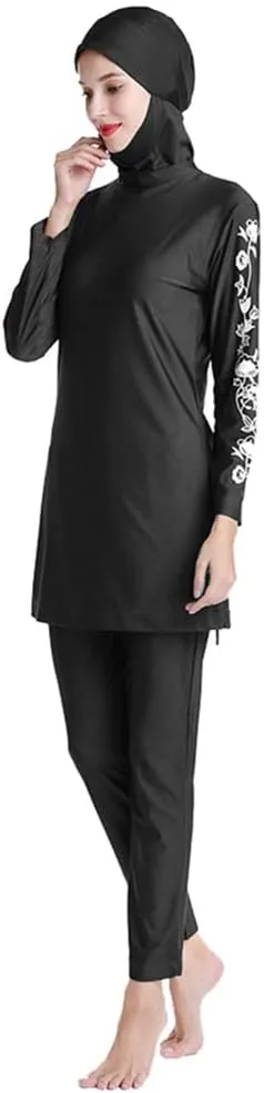 Women Modest Muslim Swimsuit Islamic Full Coverage Swimwear Burkini Swimming Tops Pants Hijab Rash Guard Set S-6XL