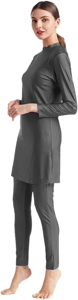 Women Modest Muslim Swimsuit Islamic Full Coverage Swimwear Burkini Swimming Tops Pants Hijab Rash Guard Set S-6XL