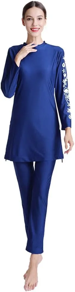 Women Modest Muslim Swimsuit Islamic Full Coverage Swimwear Burkini Swimming Tops Pants Hijab Rash Guard Set S-6XL