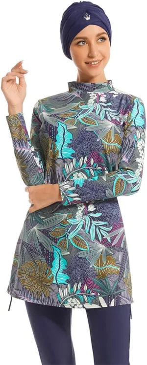 Women Muslim Burkini Swimsuits Modest Swimwear Islamic Long Sleeve Full Cover Hijab Dress Top Swim Pants ​Bathing Suit