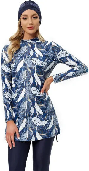 Women Muslim Burkini Swimsuits Modest Swimwear Islamic Long Sleeve Full Cover Hijab Dress Top Swim Pants ​Bathing Suit