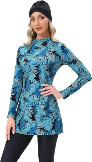Women Muslim Burkini Swimsuits Modest Swimwear Islamic Long Sleeve Full Cover Hijab Dress Top Swim Pants ​Bathing Suit