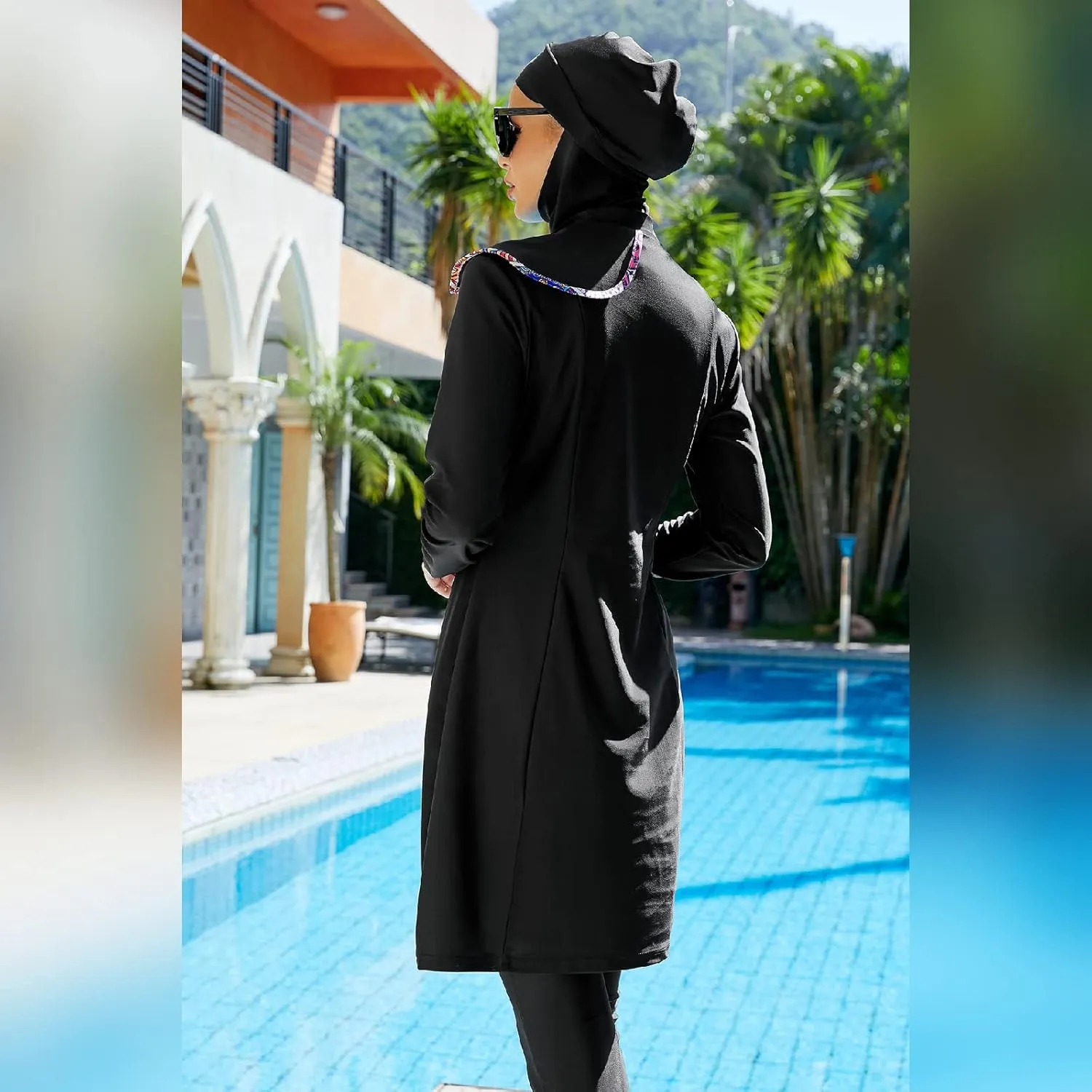 Women Muslim Burkini Swimsuits Modest Swimwear Islamic Long Sleeve Full Cover Hijab Dress Top Swim Pants ​Bathing Suit