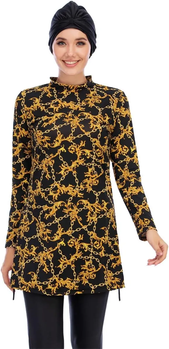 Women Muslim Burkini Swimsuits Modest Swimwear Islamic Long Sleeve Full Cover Hijab Dress Top Swim Pants ​Bathing Suit