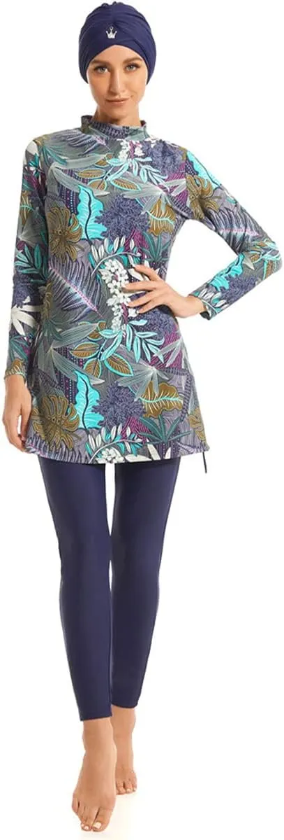 Women Muslim Burkini Swimsuits Modest Swimwear Islamic Long Sleeve Full Cover Hijab Dress Top Swim Pants ​Bathing Suit