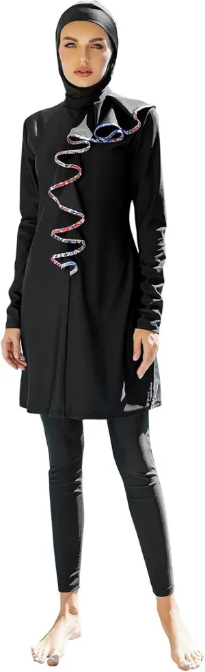 Women Muslim Burkini Swimsuits Modest Swimwear Islamic Long Sleeve Full Cover Hijab Dress Top Swim Pants ​Bathing Suit