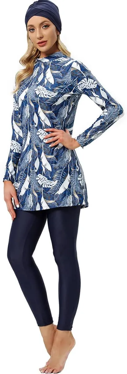 Women Muslim Burkini Swimsuits Modest Swimwear Islamic Long Sleeve Full Cover Hijab Dress Top Swim Pants ​Bathing Suit
