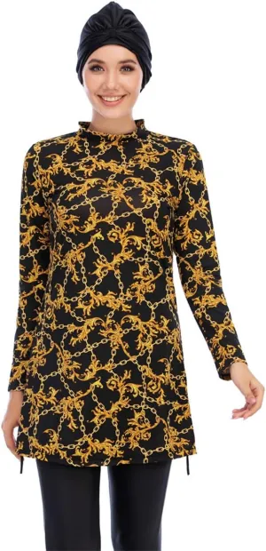 Women Muslim Burkini Swimsuits Modest Swimwear Islamic Long Sleeve Full Cover Hijab Dress Top Swim Pants ​Bathing Suit