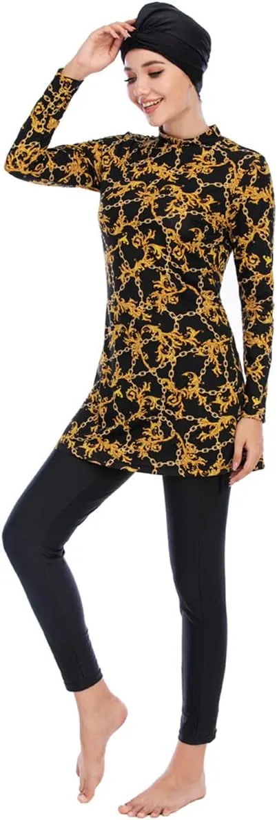 Women Muslim Burkini Swimsuits Modest Swimwear Islamic Long Sleeve Full Cover Hijab Dress Top Swim Pants ​Bathing Suit