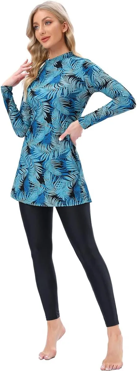 Women Muslim Burkini Swimsuits Modest Swimwear Islamic Long Sleeve Full Cover Hijab Dress Top Swim Pants ​Bathing Suit