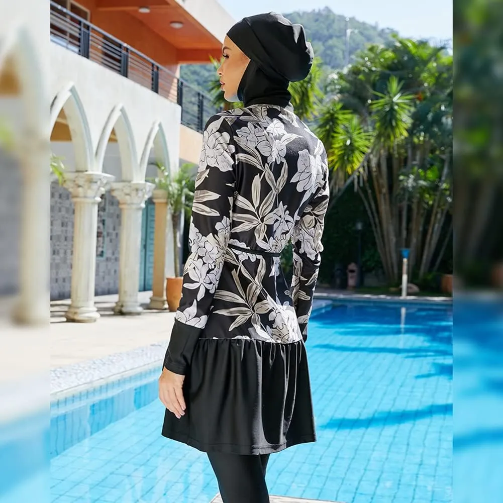 Women Muslim Burkini Swimsuits Modest Swimwear Islamic Long Sleeve Full Cover Hijab Dress Top Swim Pants ​Bathing Suit