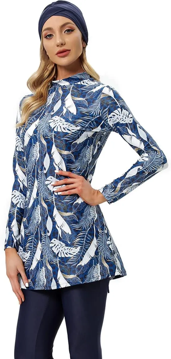 Women Muslim Burkini Swimsuits Modest Swimwear Islamic Long Sleeve Full Cover Hijab Dress Top Swim Pants ​Bathing Suit