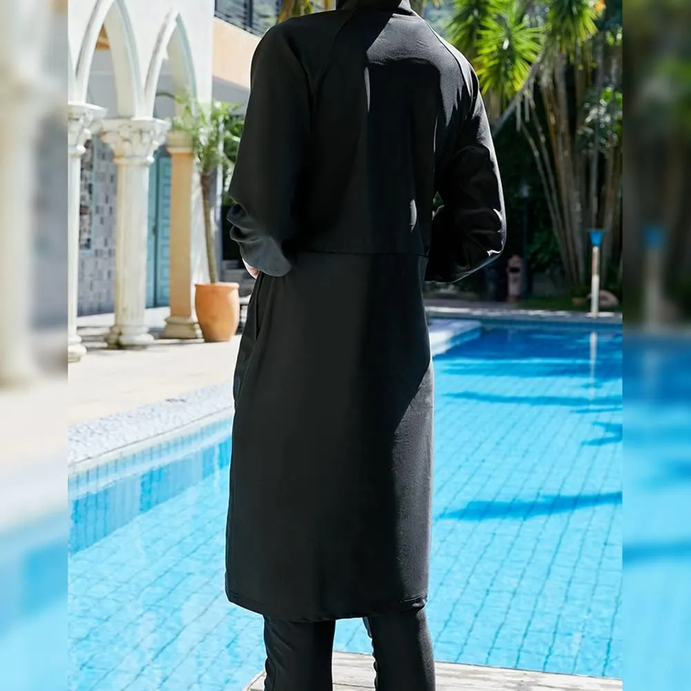 Women Muslim Burkini Swimsuits Modest Swimwear Islamic Long Sleeve Full Cover Hijab Dress Top Swim Pants ​Bathing Suit