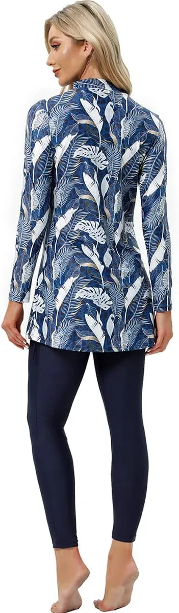 Women Muslim Burkini Swimsuits Modest Swimwear Islamic Long Sleeve Full Cover Hijab Dress Top Swim Pants ​Bathing Suit