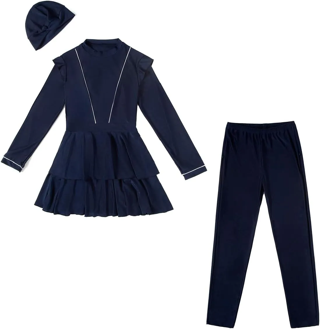 Women Muslim Burkini Swimsuits Modest Swimwear Islamic Long Sleeve Full Cover Hijab Top Swim Pants Sets ​Bathing Suits