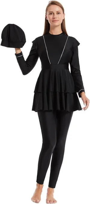 Women Muslim Burkini Swimsuits Modest Swimwear Islamic Long Sleeve Full Cover Hijab Top Swim Pants Sets ​Bathing Suits