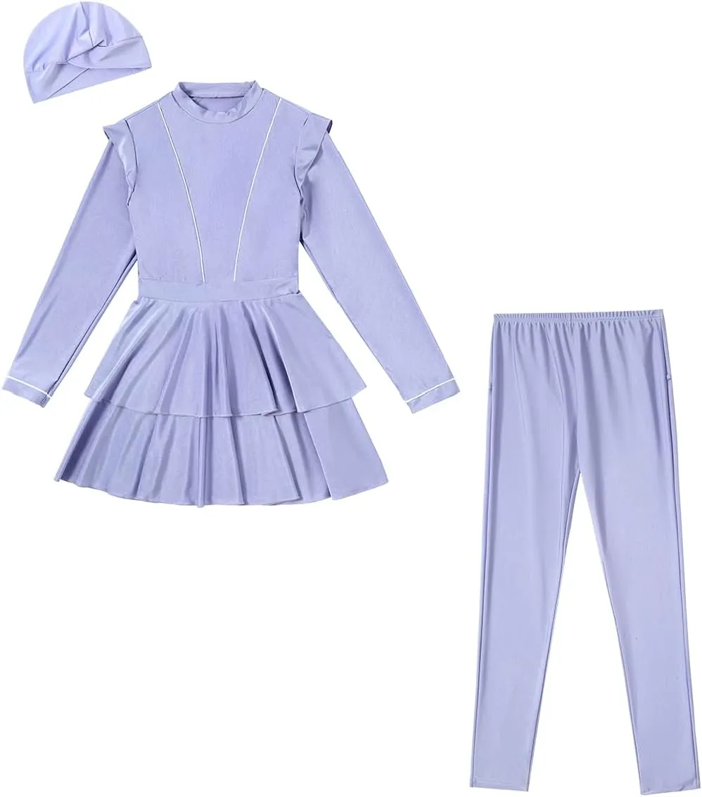 Women Muslim Burkini Swimsuits Modest Swimwear Islamic Long Sleeve Full Cover Hijab Top Swim Pants Sets ​Bathing Suits