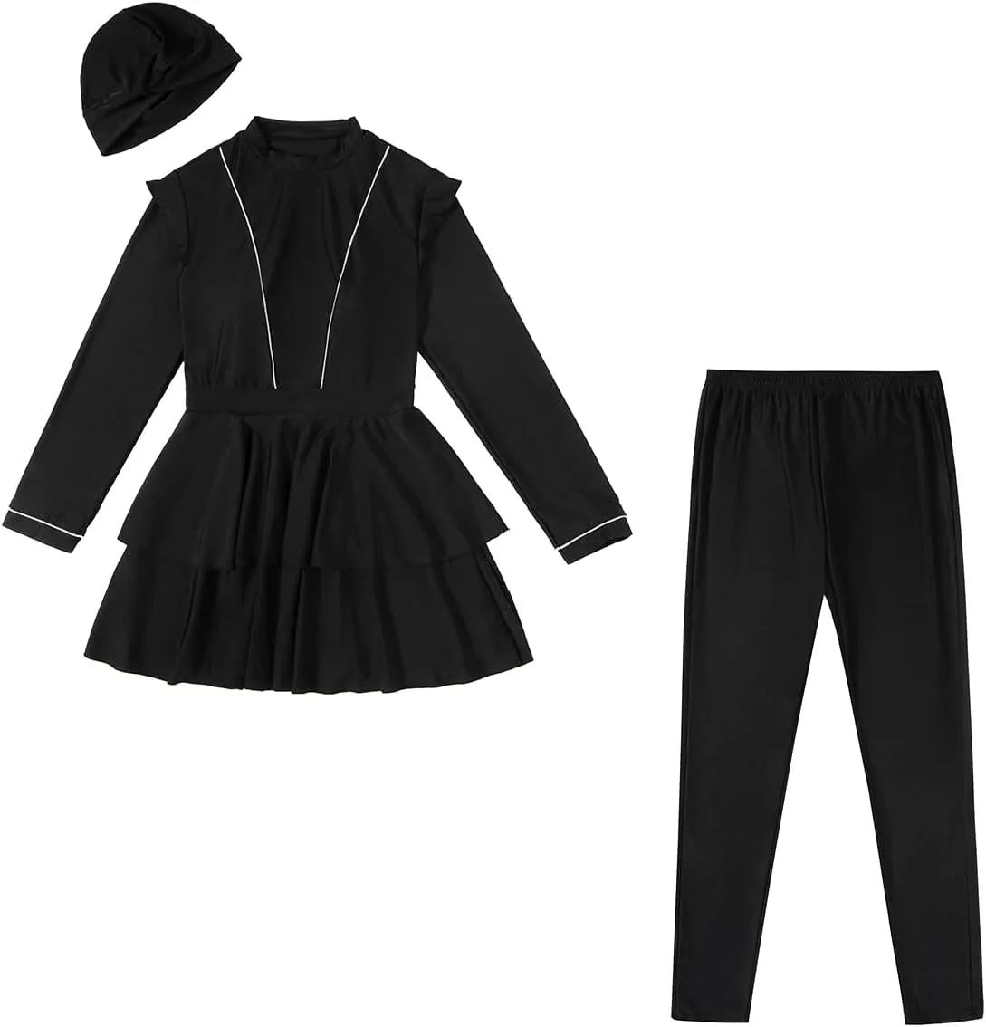 Women Muslim Burkini Swimsuits Modest Swimwear Islamic Long Sleeve Full Cover Hijab Top Swim Pants Sets ​Bathing Suits