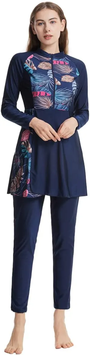 Women Muslim Burkini Swimsuits Modest Swimwear Islamic Long Sleeve Full Cover Hijab Top Swim Pants Sets ​Bathing Suits