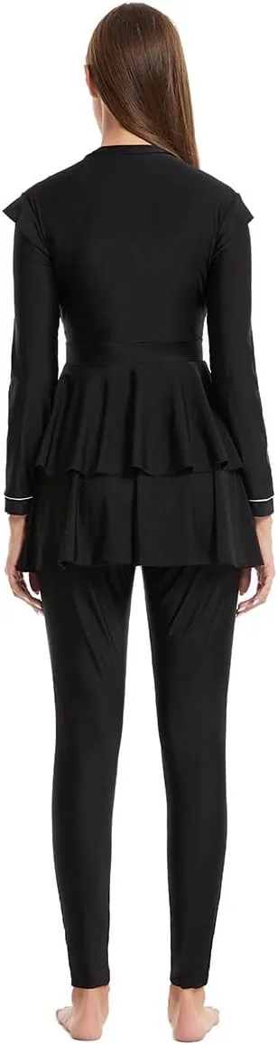 Women Muslim Burkini Swimsuits Modest Swimwear Islamic Long Sleeve Full Cover Hijab Top Swim Pants Sets ​Bathing Suits