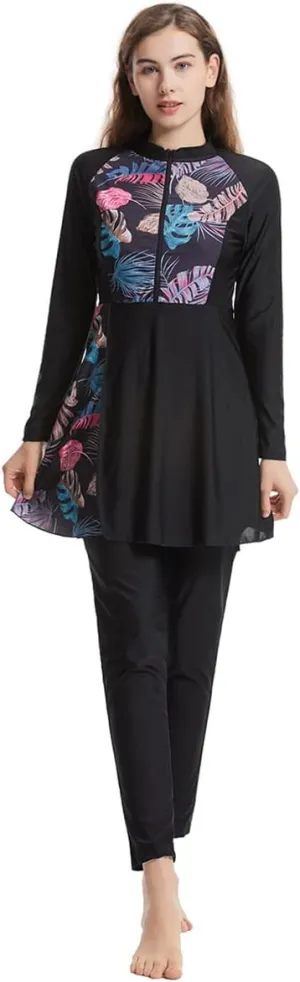Women Muslim Burkini Swimsuits Modest Swimwear Islamic Long Sleeve Full Cover Hijab Top Swim Pants Sets ​Bathing Suits