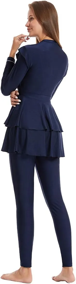 Women Muslim Burkini Swimsuits Modest Swimwear Islamic Long Sleeve Full Cover Hijab Top Swim Pants Sets ​Bathing Suits
