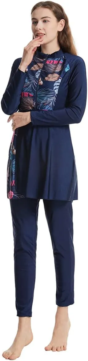 Women Muslim Burkini Swimsuits Modest Swimwear Islamic Long Sleeve Full Cover Hijab Top Swim Pants Sets ​Bathing Suits
