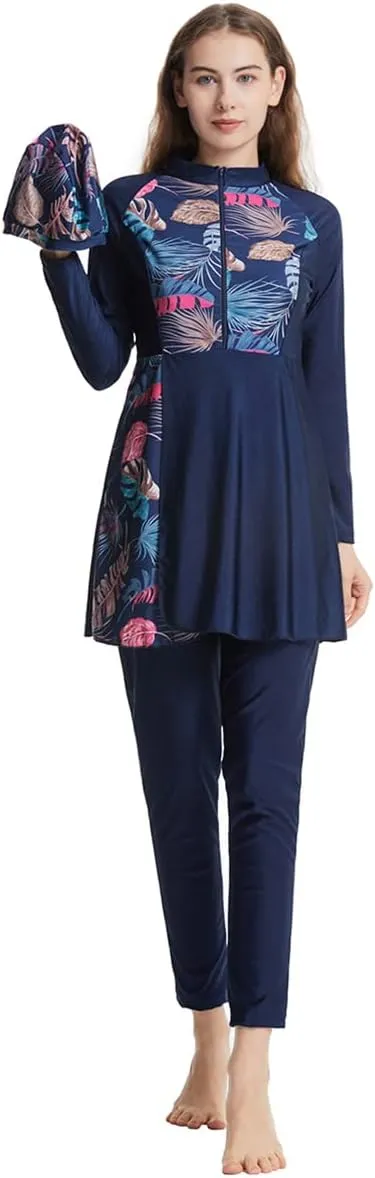 Women Muslim Burkini Swimsuits Modest Swimwear Islamic Long Sleeve Full Cover Hijab Top Swim Pants Sets ​Bathing Suits