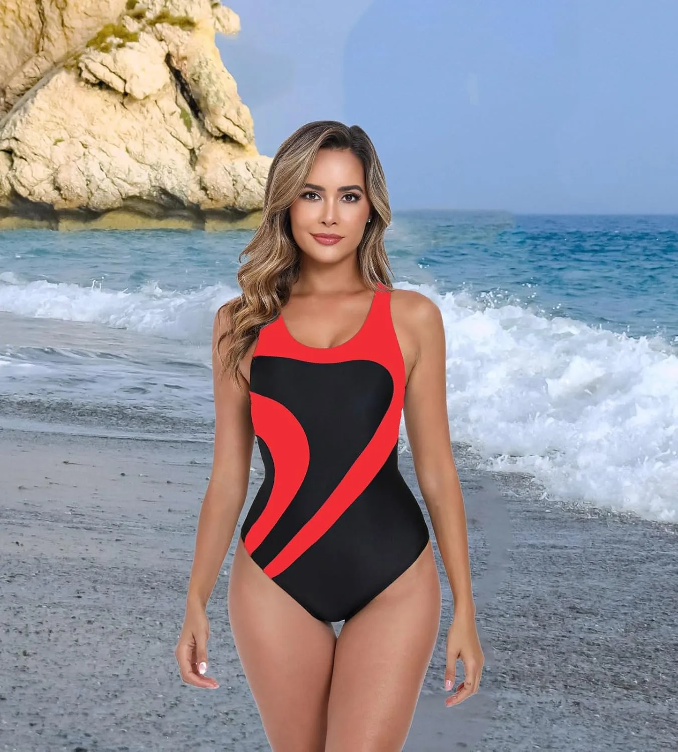 Women‘s Athletic One Piece Swimsuit Racerback Competitive Training Bathing Suit