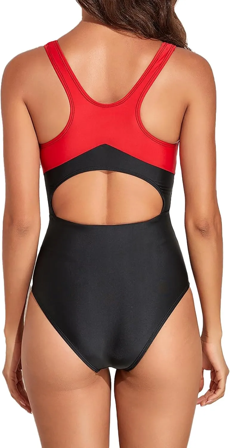 Women‘s Athletic One Piece Swimsuit Racerback Competitive Training Bathing Suit