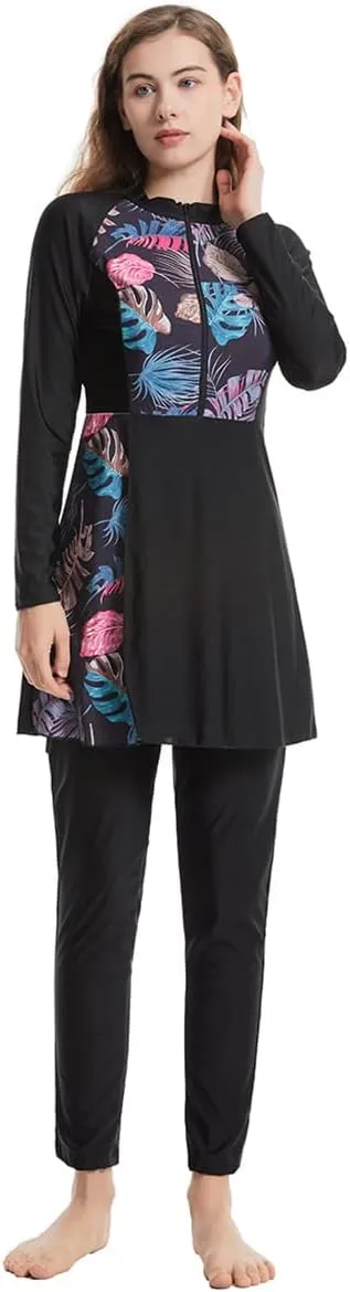 Womens Burkini Swimsuits Muslim Modest Swimwear Islamic Full Body Swimming Top Pants Hijab Long Sleeve Rash Guard