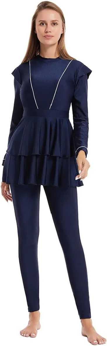Womens Burkini Swimsuits Muslim Modest Swimwear Islamic Full Body Swimming Top Pants Hijab Long Sleeve Rash Guard