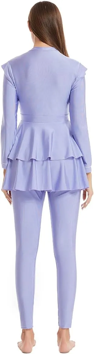 Womens Burkini Swimsuits Muslim Modest Swimwear Islamic Full Body Swimming Top Pants Hijab Long Sleeve Rash Guard
