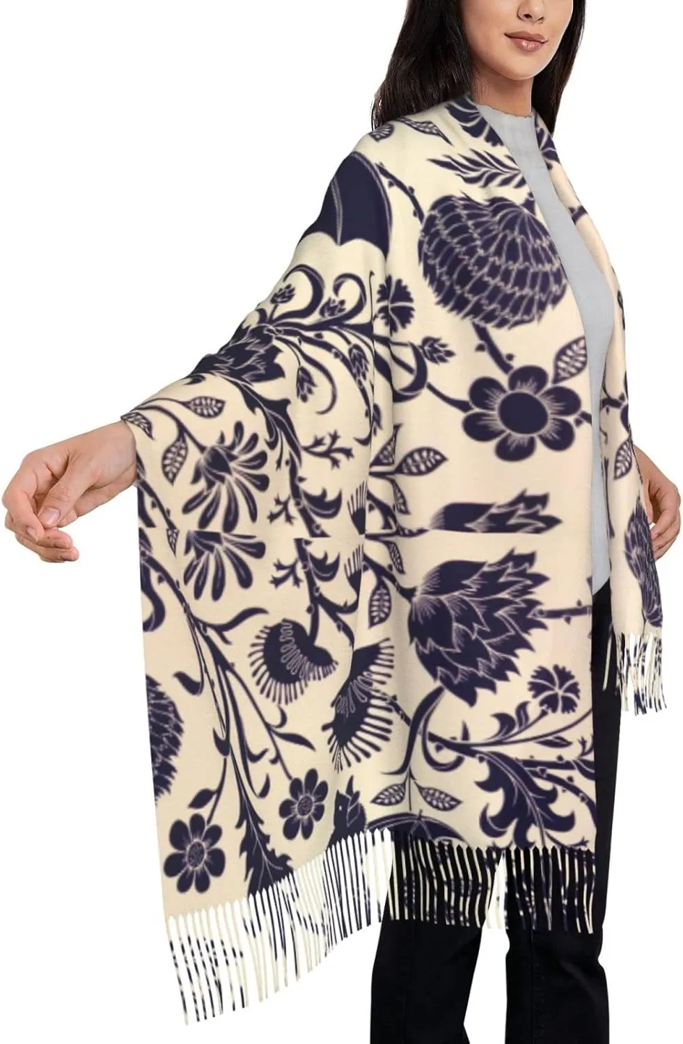 Women'S Fashion Scarf With Dna Chain Photo Printed Tassel Soft Warm Large Blanket Wrap Shawl For Gift
