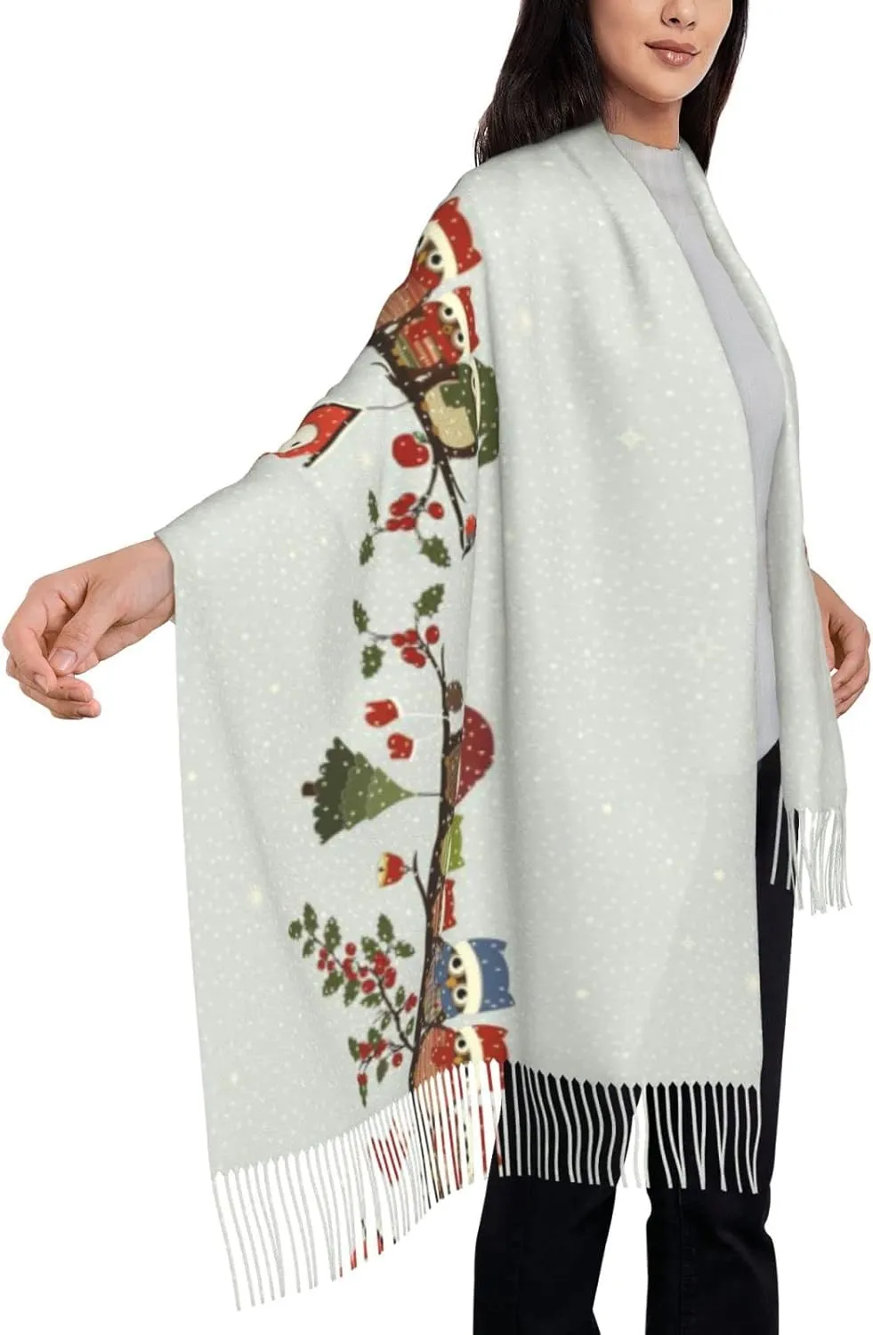 Women'S Fashion Scarf With Dna Chain Photo Printed Tassel Soft Warm Large Blanket Wrap Shawl For Gift
