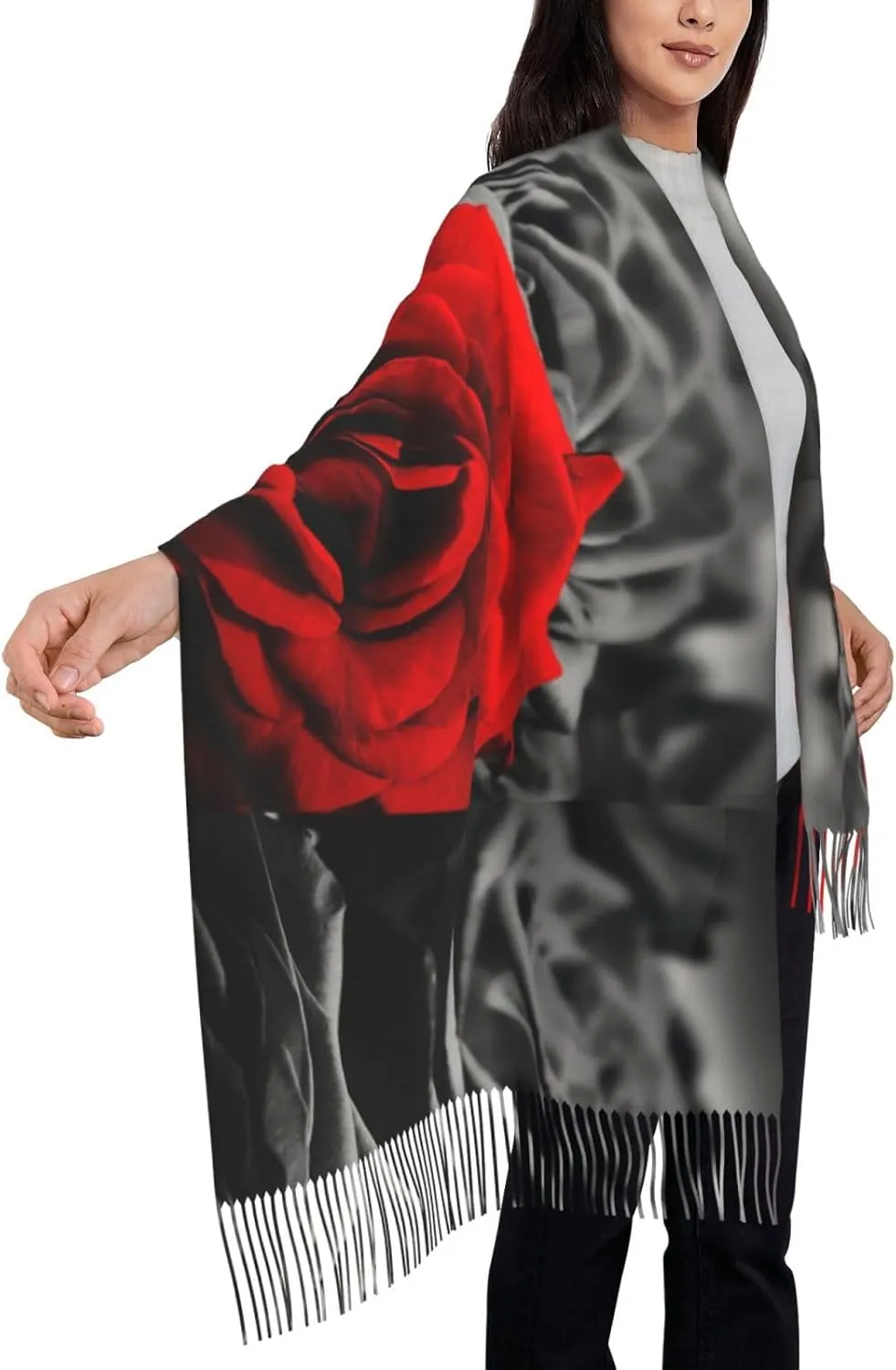 Women'S Fashion Scarf With Dna Chain Photo Printed Tassel Soft Warm Large Blanket Wrap Shawl For Gift