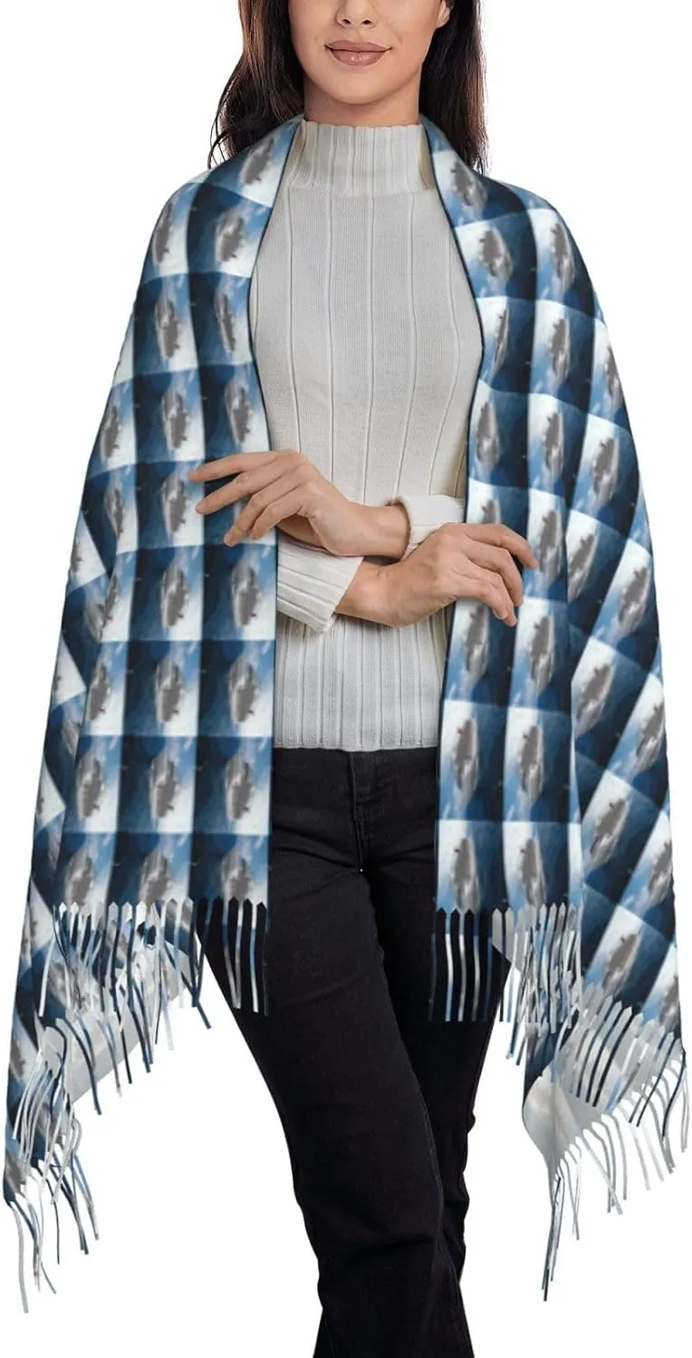 Women'S Fashion Scarf With Dna Chain Photo Printed Tassel Soft Warm Large Blanket Wrap Shawl For Gift