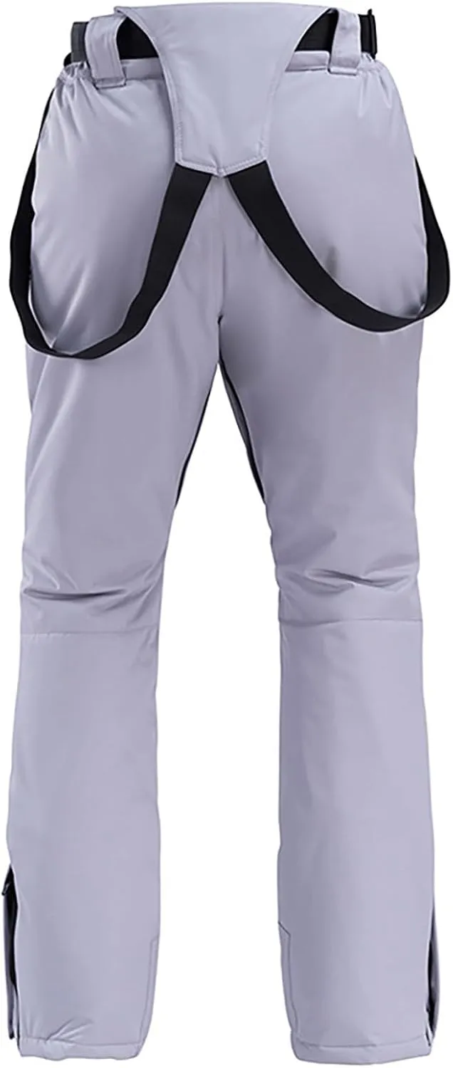 Women'S Insulated Waterproof Ski Bib Overalls Essential Winter Snowboarding Pants Adjustable Shoulder Strap Jumpsuit