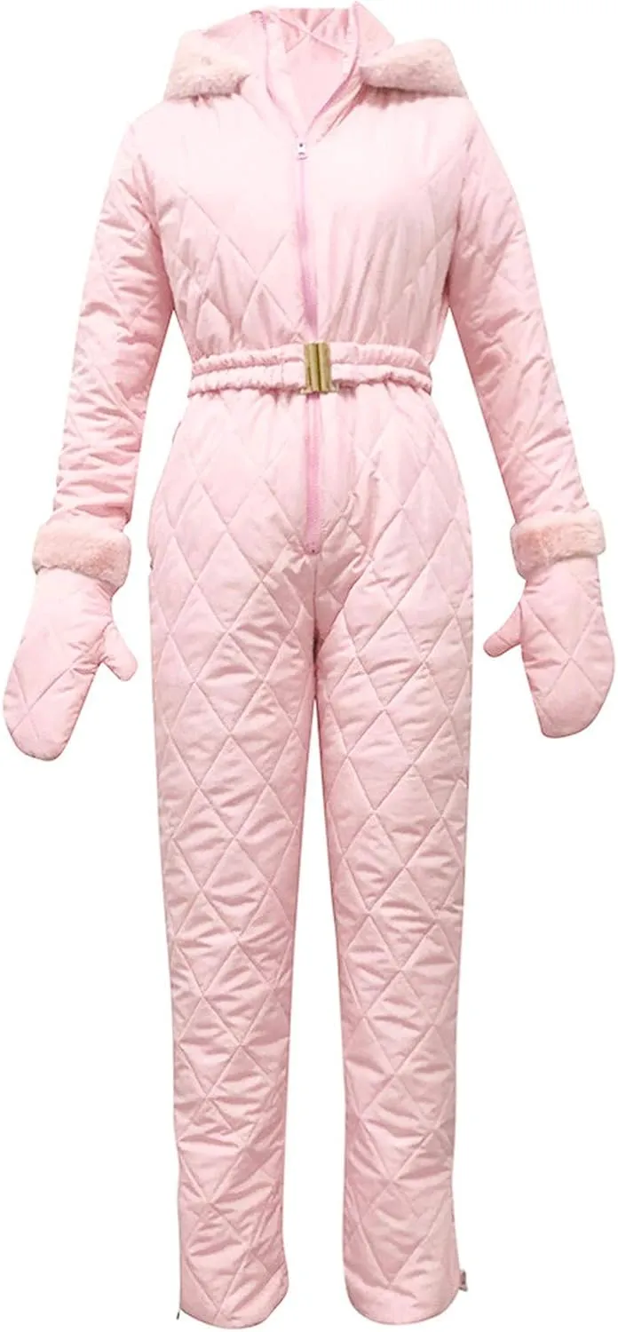 Womens One Piece Snowsuit Winter Onesie Warming Ski Suit Baggy Ski Outfits Outdoor Sports Cute Ski Jumpsuit Skiwear