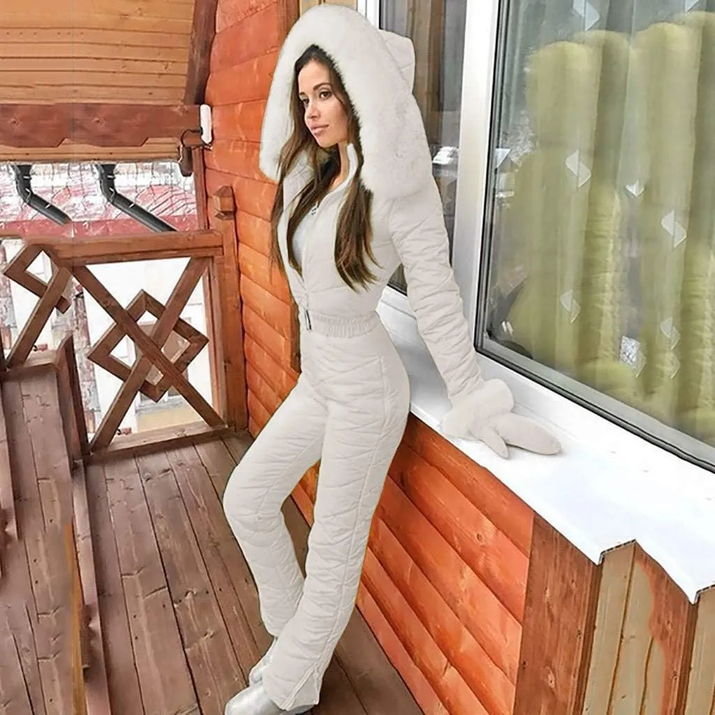Womens One Piece Snowsuit Winter Onesie Warming Ski Suit Baggy Ski Outfits Outdoor Sports Cute Ski Jumpsuit Skiwear