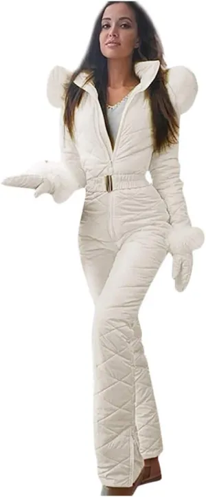 Womens One Piece Snowsuit Winter Onesie Warming Ski Suit Baggy Ski Outfits Outdoor Sports Cute Ski Jumpsuit Skiwear