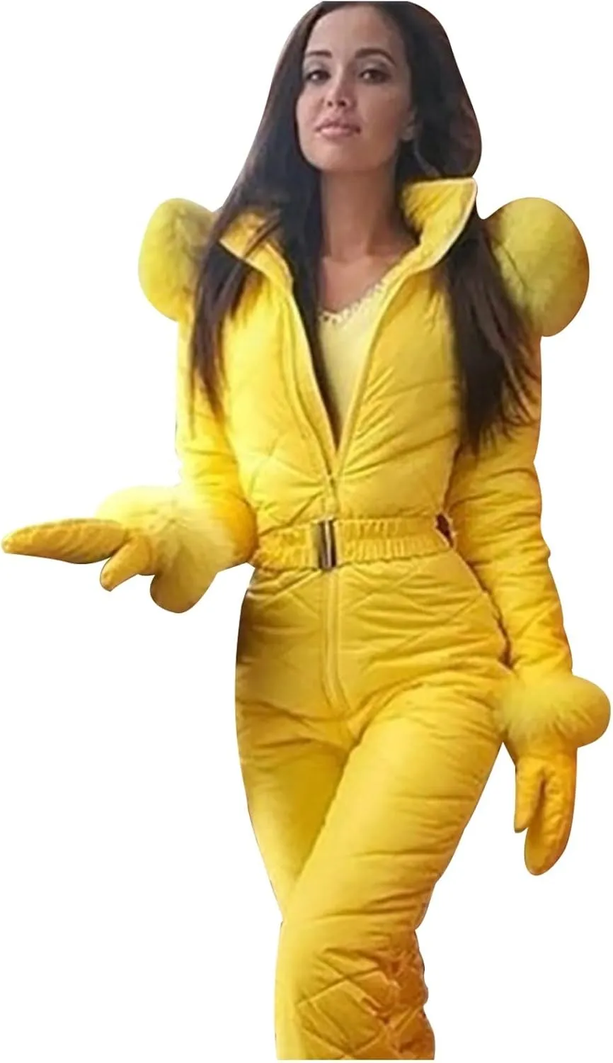 Womens One Piece Snowsuit Winter Onesie Warming Ski Suit Baggy Ski Outfits Outdoor Sports Cute Ski Jumpsuit Skiwear