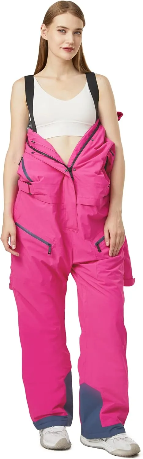 Womens One Pieces Ski Suits Winter Waterproof Onesies Snowsuit Removable Hood Ski Jumpsuits for Outdoor Sports