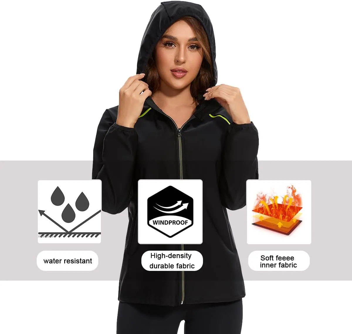 Women’s Rain Suit Waterproof Hiking Pants Windproof Rain Jacket Raincoat with Hook Pocket