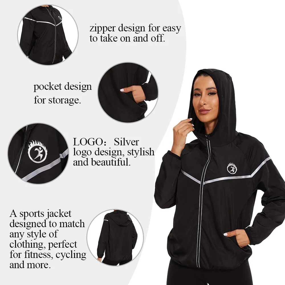 Women’s Rain Suit Waterproof Hiking Pants Windproof Rain Jacket Raincoat with Hook Pocket