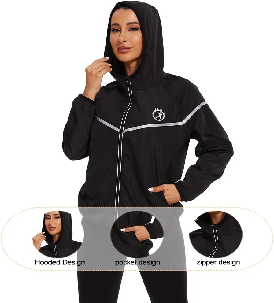 Women’s Rain Suit Waterproof Hiking Pants Windproof Rain Jacket Raincoat with Hook Pocket