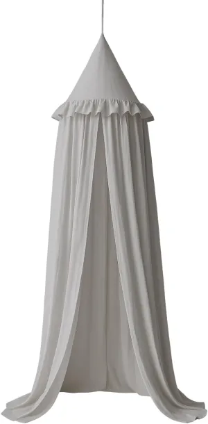 Wonder Space Kids Bed Canopy with Ruffles, Lace Frilled Cotton Tent Net, Pastel Neutral Colors for Boys & Girls, Nursery Room Baby Crib Hanging Curtain Mosquito Net Children Reading Nook Decor (Grey)