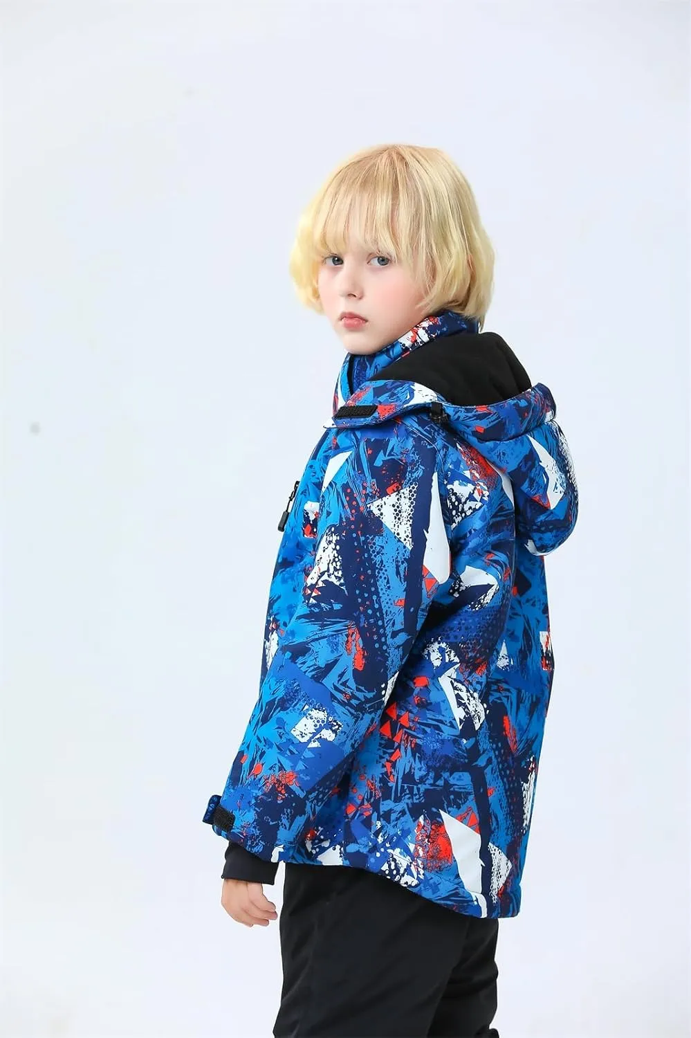 WOWULOVELY Big Boy's 2-Piece Colorblock Snow Pants and Jacket Snowsuit Ski Suit